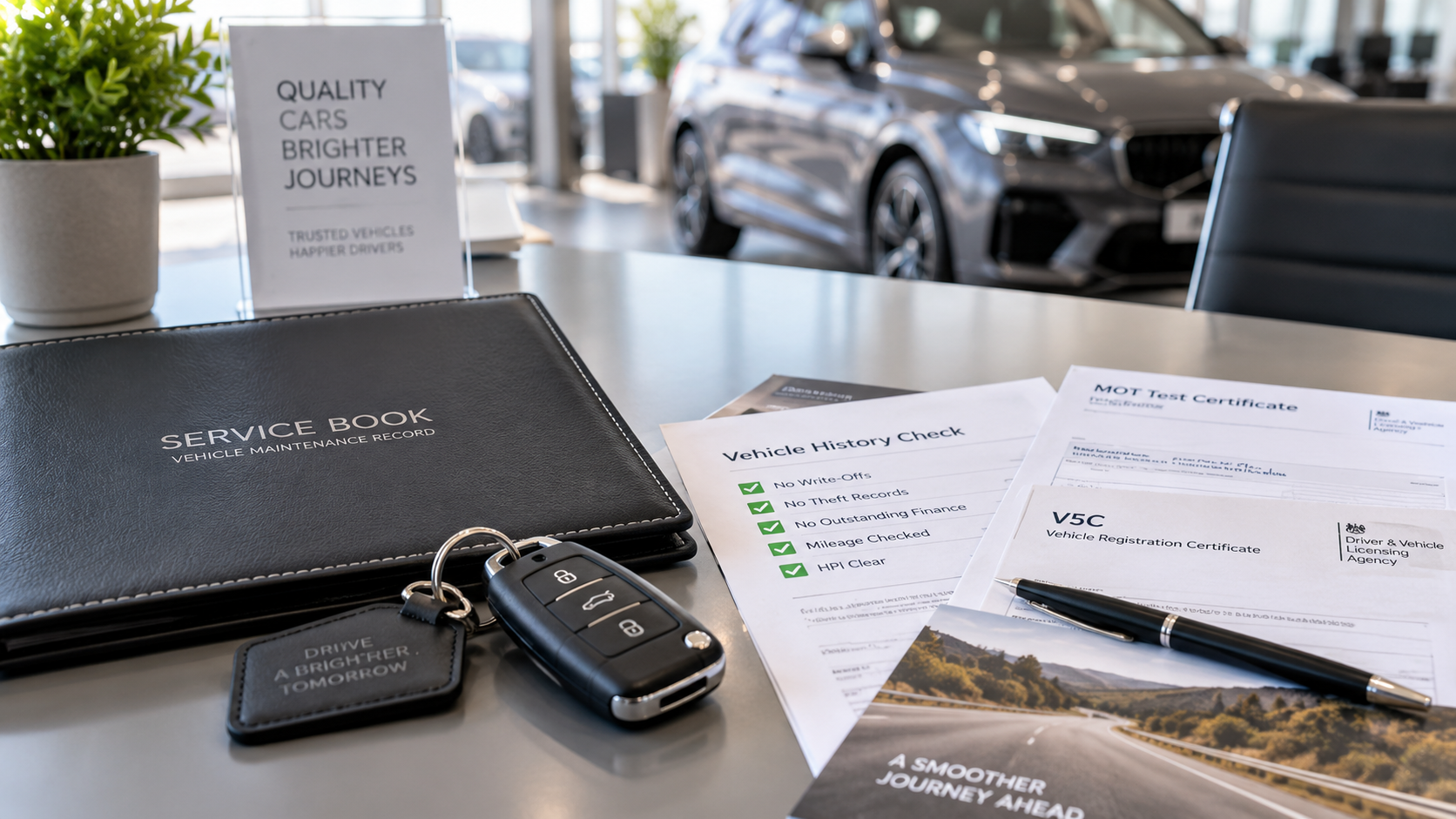 Used car service history and vehicle documents